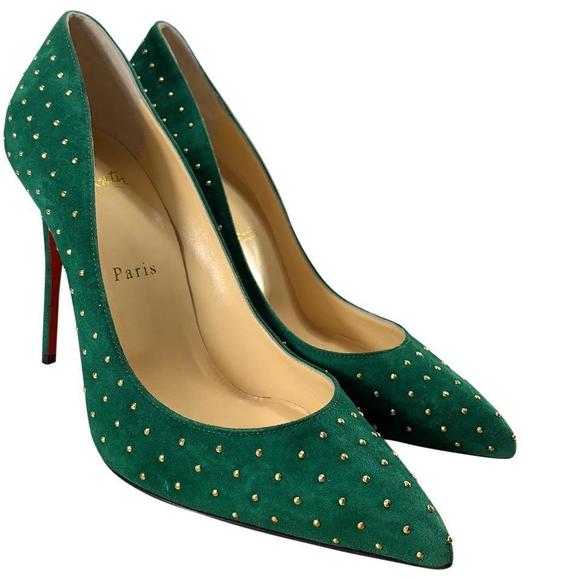 Pigalle Follies Studded Canopee Green 100mm Pumps Heels D801 - Picture 2 of 12